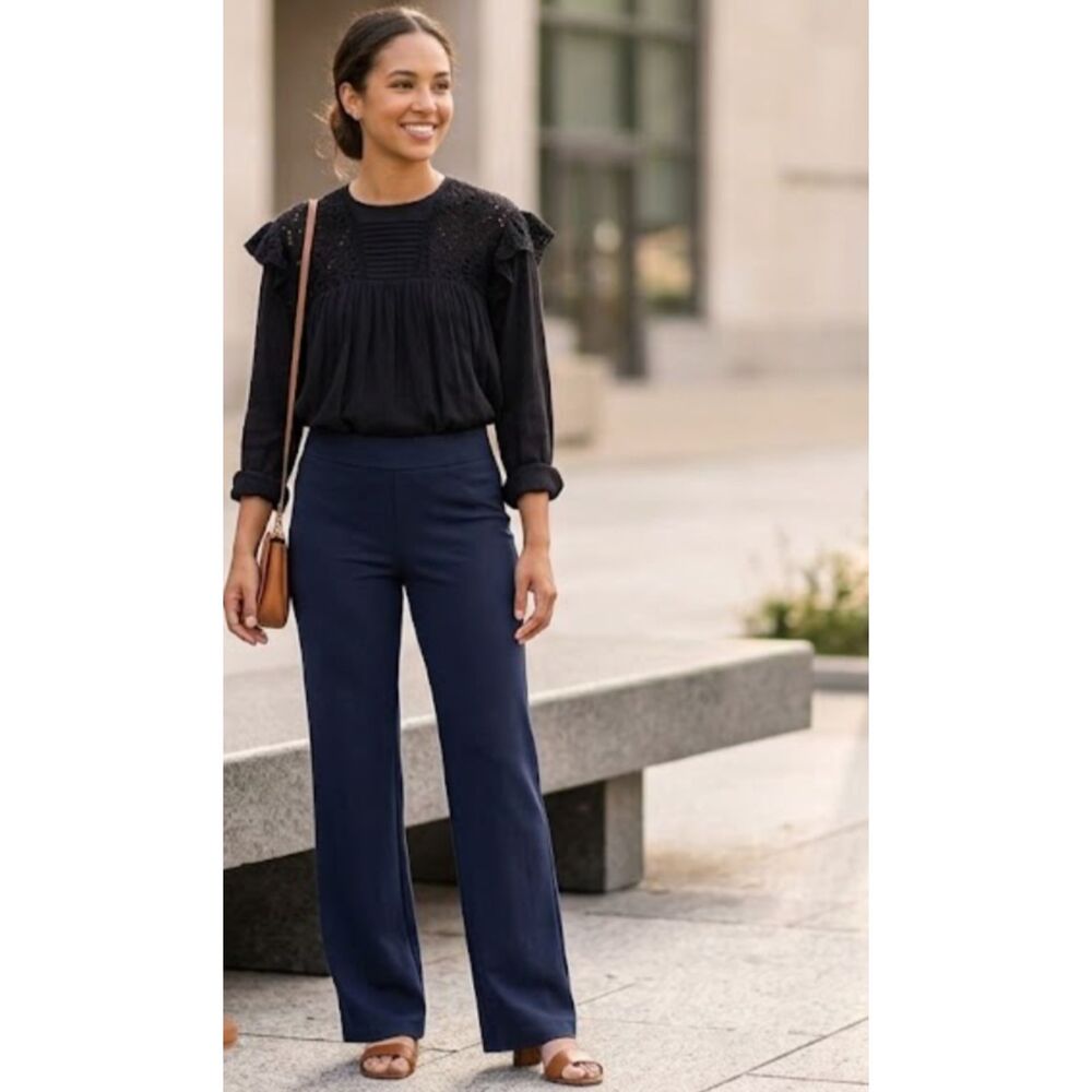 Chico's Seasonless Pull On Ponte Wide Leg Pant Women's Size 10 Chico's Size 1.5)